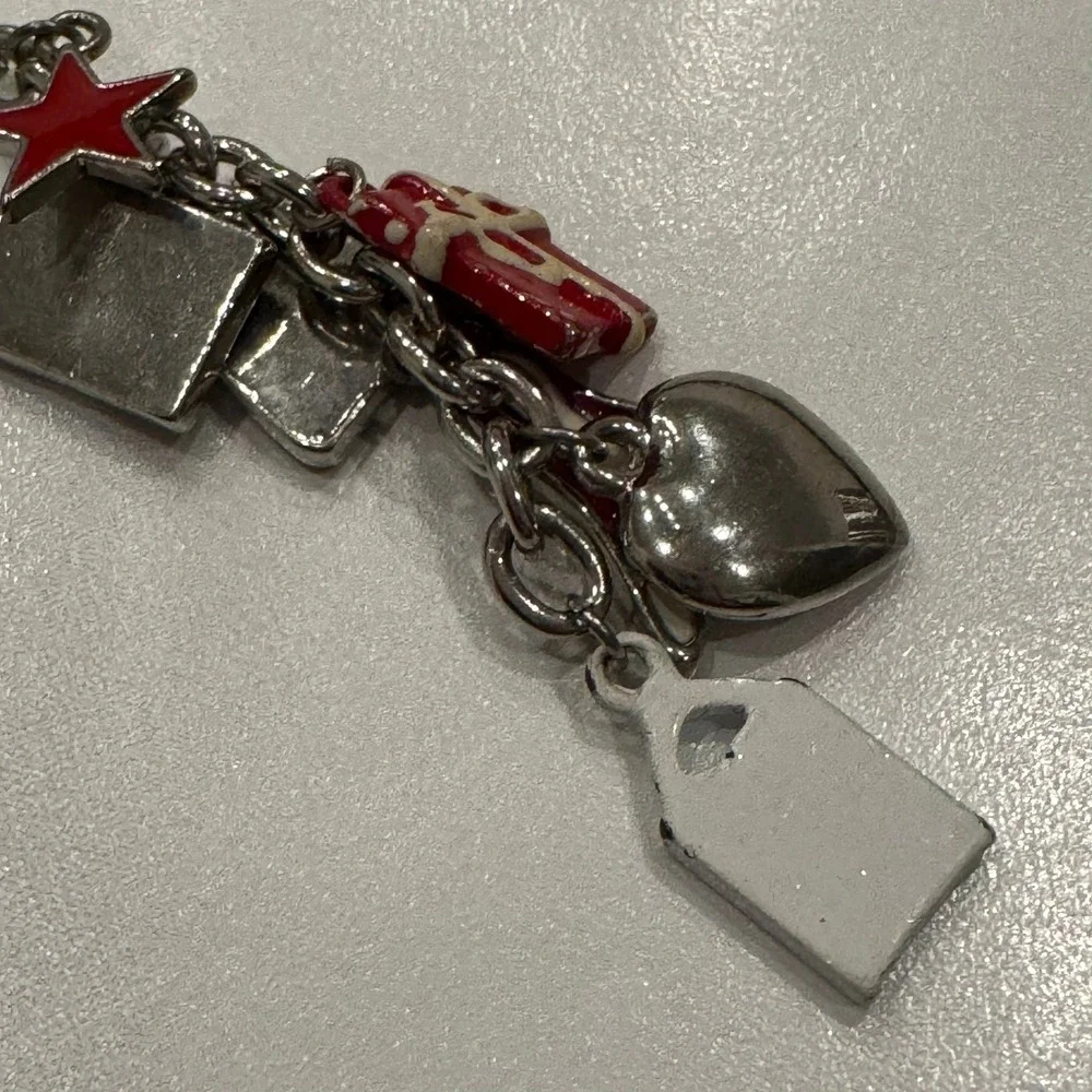 Macy's Shopping Bag Heart High Heel Credit Card Star Charm‎ Dangle Silver Tone